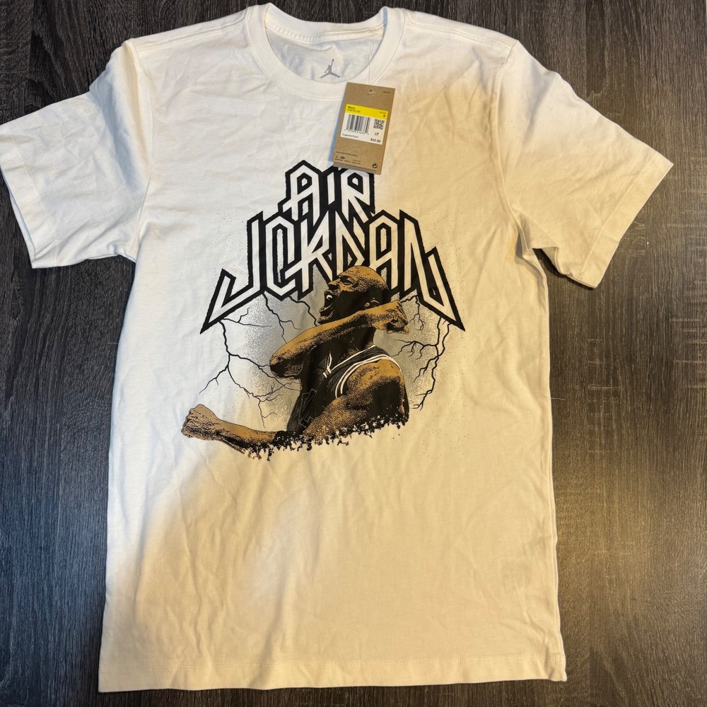NWT Jordan Men Graphic T‎ Shirt White Michael Jordan Print Dri Fit SZ Small $42